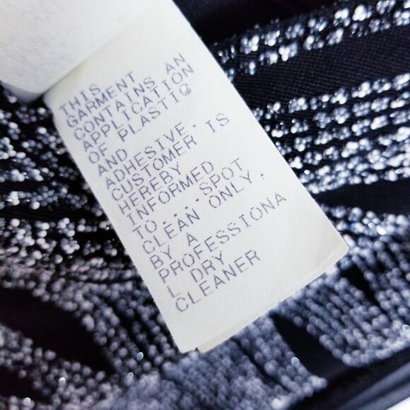 TADASHI SHOJI Vintage Sequin Illusion Sheer Black Sweetheart NL Evening Top 14 - Picture 9 of 10